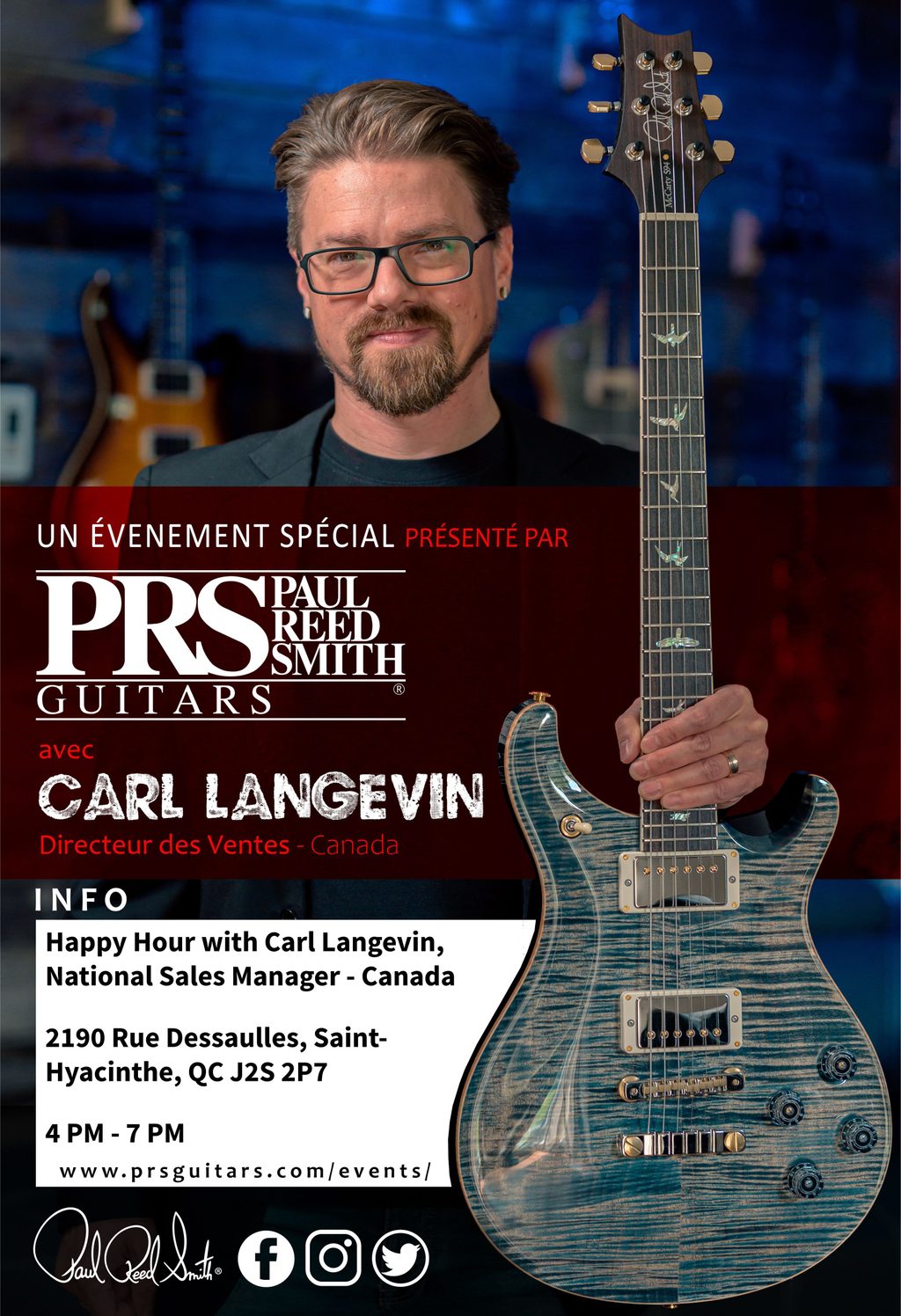Centre de Musique Victor | PRS Guitars - Happy Hour with Carl Langevin - National Sales Manager- Canada
