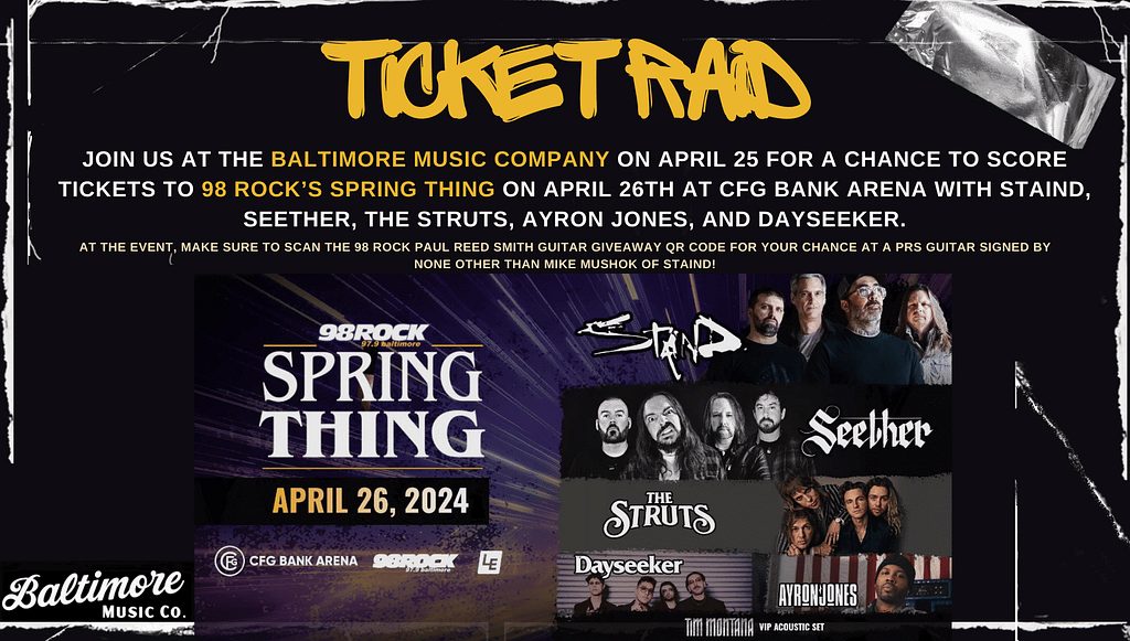 PRS Guitars and 98 Rock Ticket Raid @ Baltimore Music Company