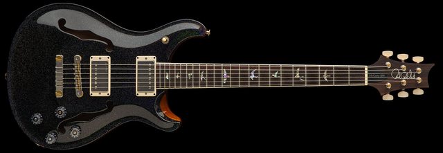 Black Rainbow Holoflake Top, Back & Binding (Natural Sides)