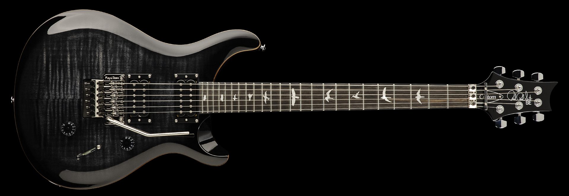 CMVictor - Guitare électrique PRS SE Custom 24 FLoyd Gauchère - Charcoal  Burst